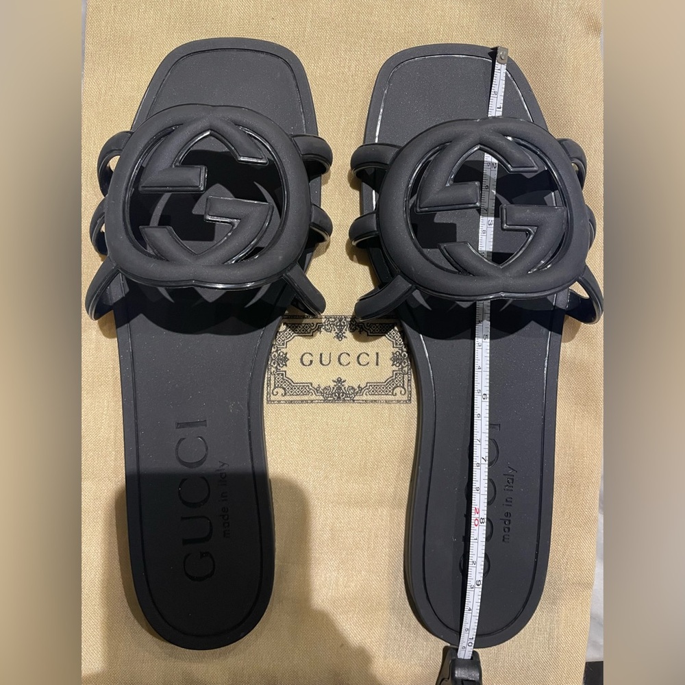 Gucci Palma  Black Logo Sandals